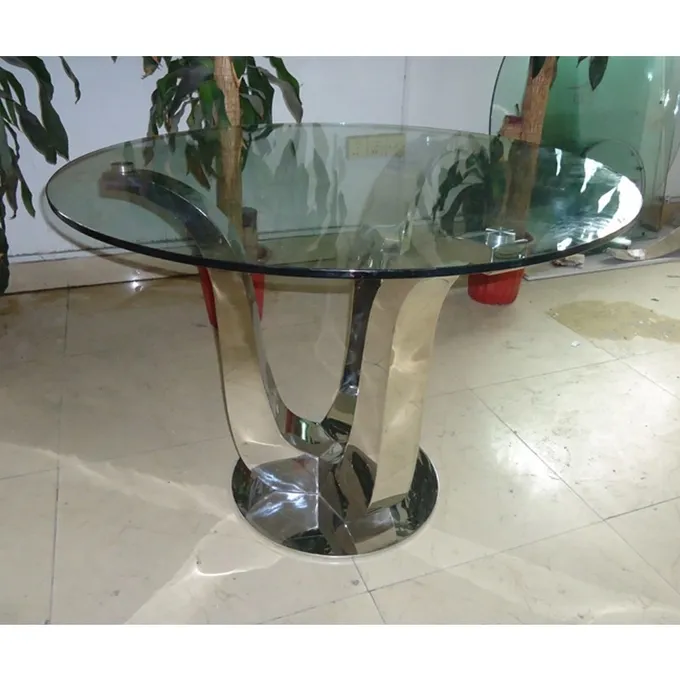 Antique Glam Silver Luxury Modern Dining Tables D150XH75 Glass Top Dining Table 1