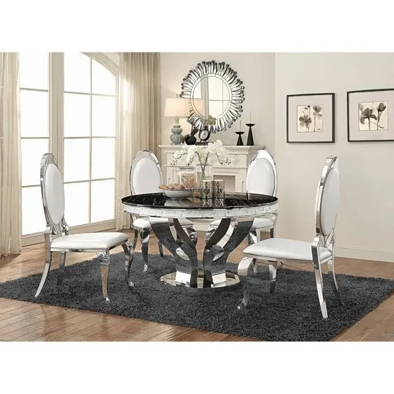 Anchorage Glam Silver Dining Room Table Set D150XH75 Light Luxury 2