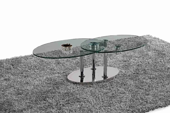 Folding Modern Glass Oval Dining Table Tempered Glass Stainless Steel Frame L200xW100xH75cm 0