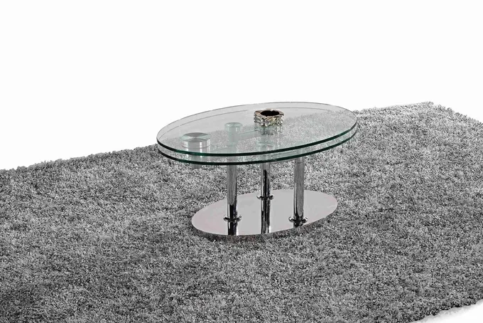 Folding Modern Glass Oval Dining Table Tempered Glass Stainless Steel Frame L200xW100xH75cm 1