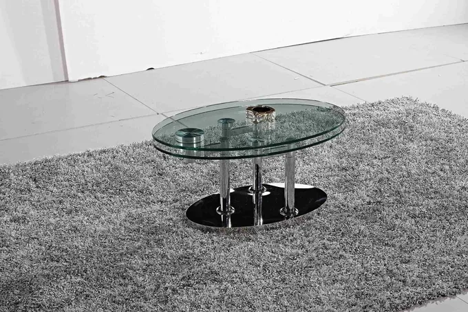 Folding Modern Glass Oval Dining Table Tempered Glass Stainless Steel Frame L200xW100xH75cm 2