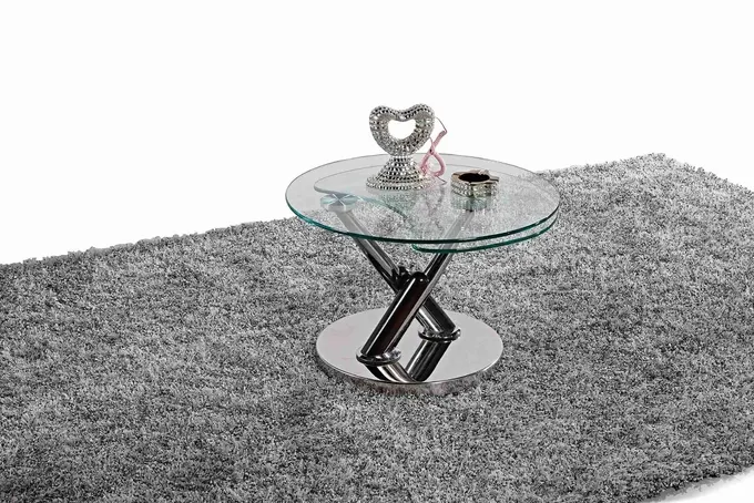 Round Glass Table Top Stylish Tea Table X Metal Base Side Small Table 0