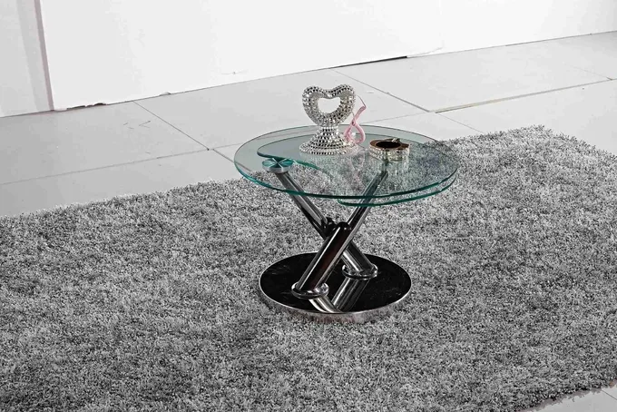 Round Glass Table Top Stylish Tea Table X Metal Base Side Small Table 1