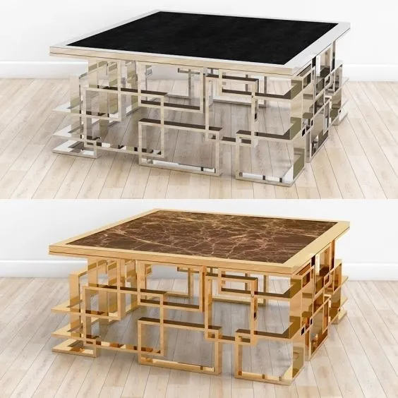 Marble Glass Top Gold Round Coffee Table With Storage Strike Deisgn 6