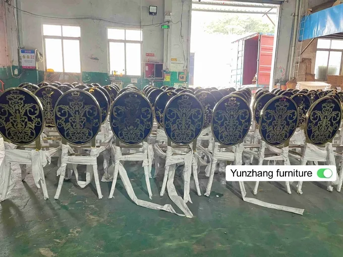 Traditional Stainless Steel Stackable Event Chairs Round Back Rental W50xD65xH92cm 7