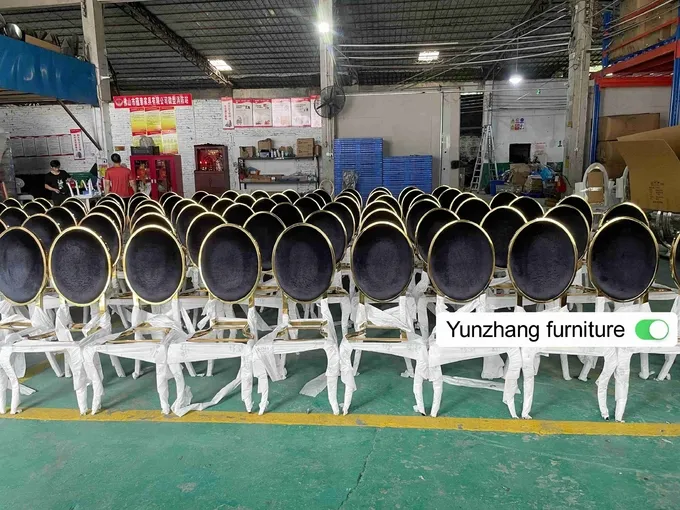 Traditional Stainless Steel Stackable Event Chairs Round Back Rental W50xD65xH92cm 6