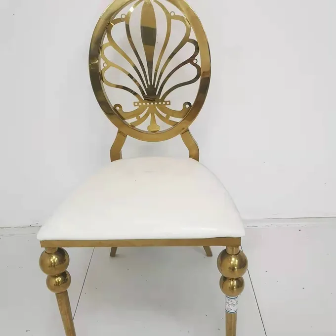 Elegant Luxury Gold Stainless Steel Wedding Chair OEM W50xD65xH92cm 0