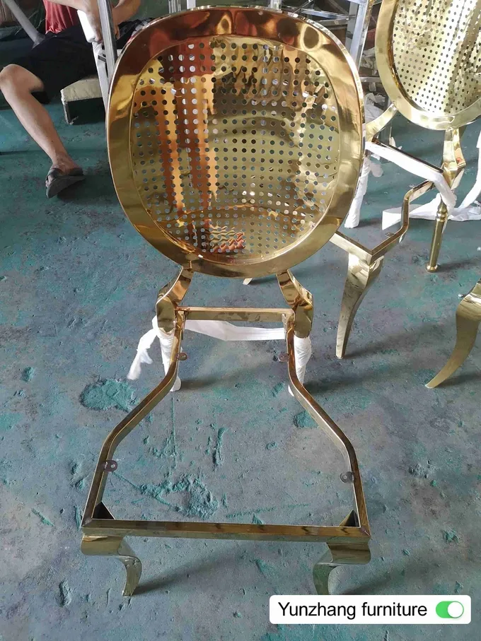 Gold Wedding Banquet Chair Stainless Steel W50xD65xH92cm 6.5KGS 2