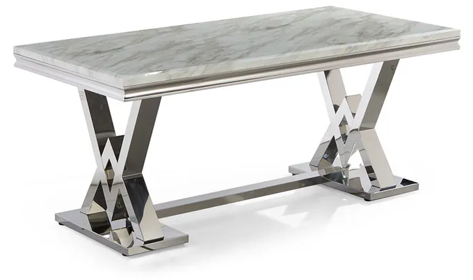 Nordic Marble Modern Luxe Stainless Steel Leg Dining Table Restaurant High End 1