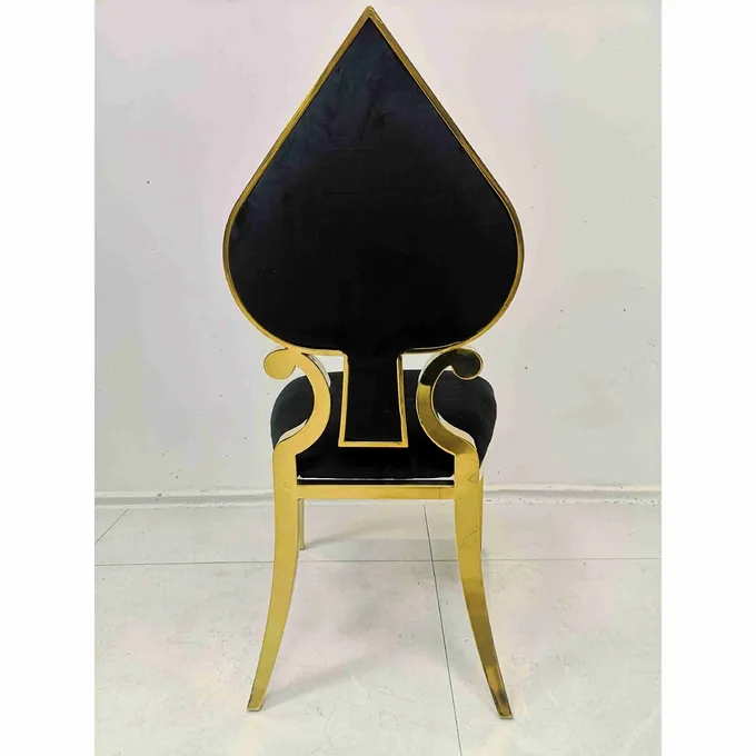 Poker Heart Banquet Dining Chair Black Color Stainless Steel Frame 3