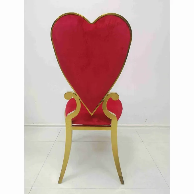 Poker Red Heart Wedding Banquet Chair Leather Velvet Cushion Dining Room Furniture 2