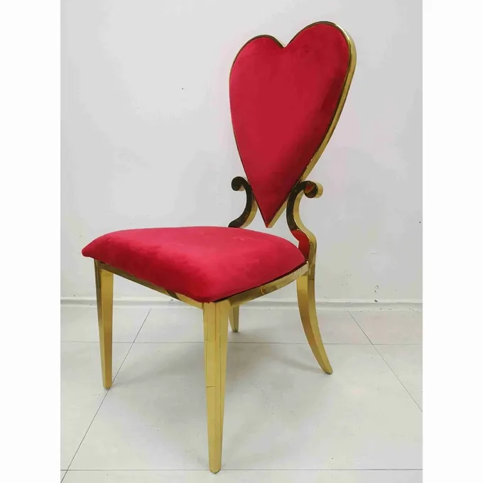 Poker Red Heart Wedding Banquet Chair Leather Velvet Cushion Dining Room Furniture 1