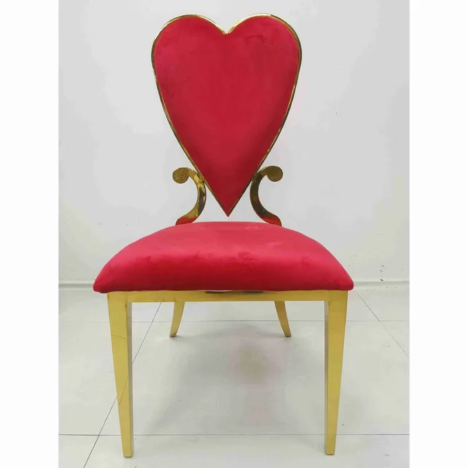 Poker Red Heart Wedding Banquet Chair Leather Velvet Cushion Dining Room Furniture 0