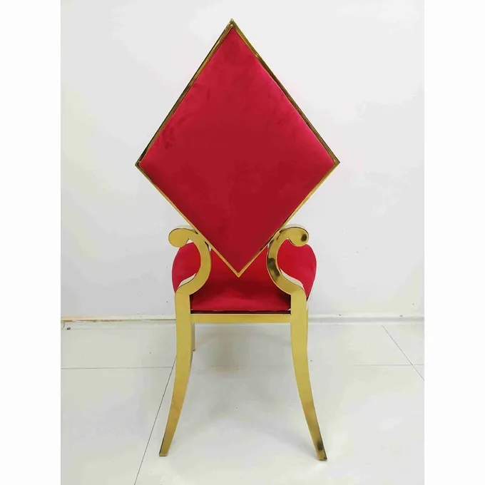 Prismatic Poker Wedding Banquet Chair Red Color Stainless Steel Frame 2