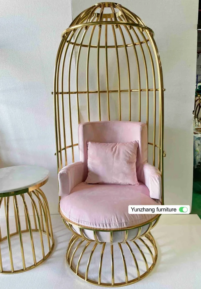 Comfortable Metal Gold Birdcage Chair Stainless Steel For Hotel Banquet 2