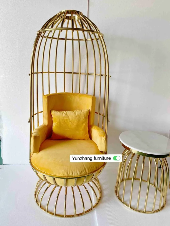 Comfortable Metal Gold Birdcage Chair Stainless Steel For Hotel Banquet 1