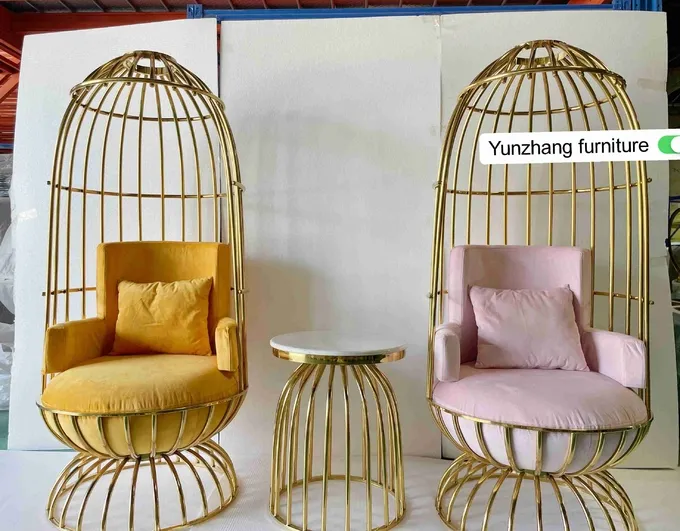 Comfortable Metal Gold Birdcage Chair Stainless Steel For Hotel Banquet 0