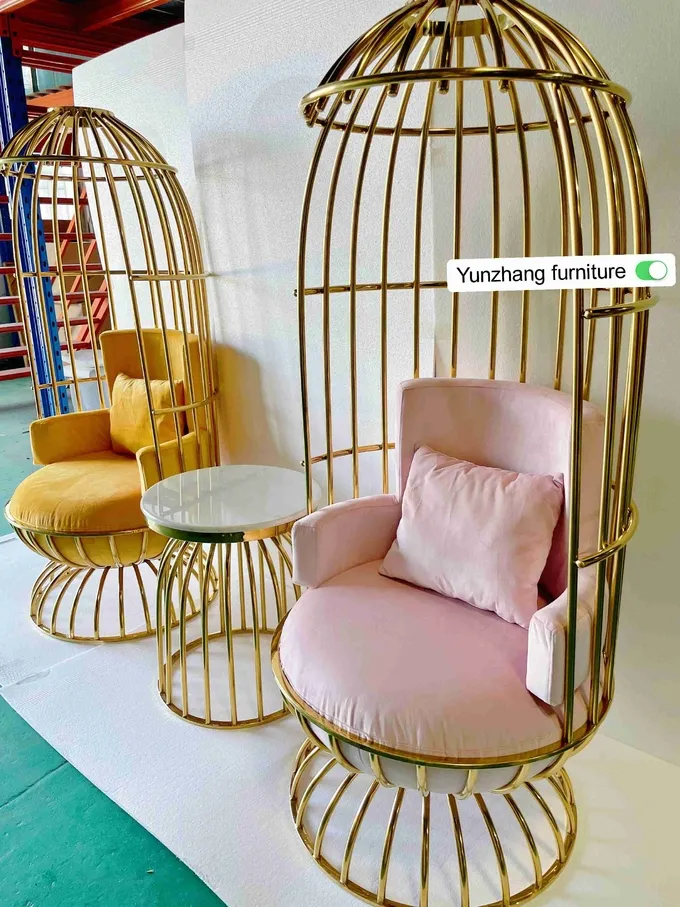 Comfortable Metal Gold Birdcage Chair Stainless Steel For Hotel Banquet 3