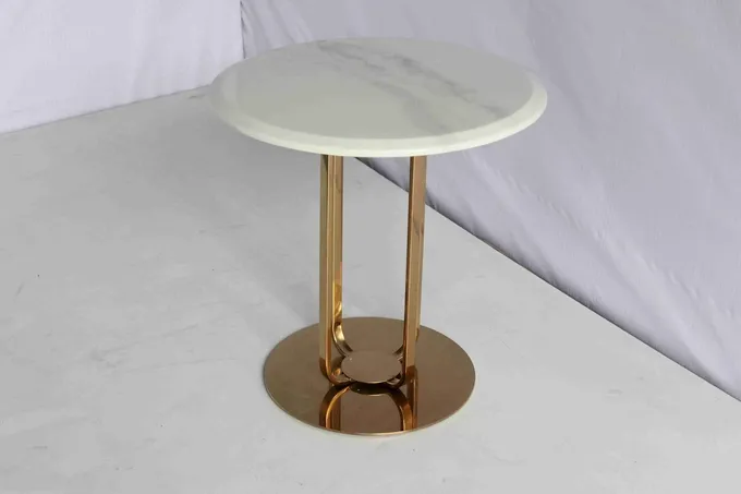 Popular Elegant Side Table With Stainless Steel Base Metal Marble Family Use 1